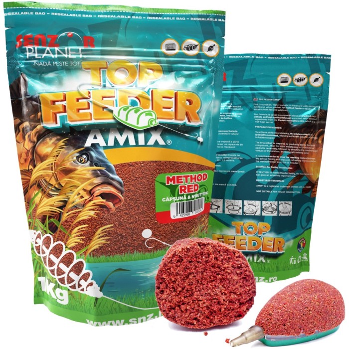 Nada SENZOR Top Method Feeder Amix Editie Limitata Red, Capsuna &amp; N-Butyric, 1kg
