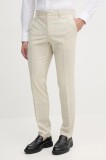 BOSS pantaloni de lana barbati, culoarea bej, mulata, 50540713