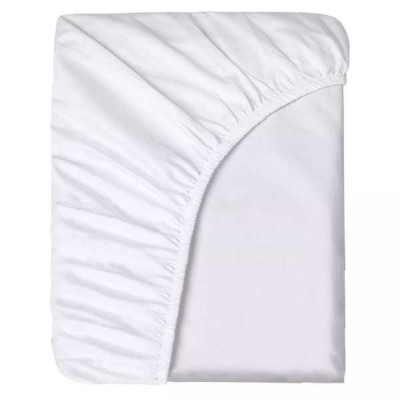 Cearceaf de Pat cu Elastic, Bumbac, Tesatura Rigida, 140g/m2, 180 x 200 cm, Alb foto