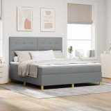 Cumpara ieftin Pat cu arcuri cu headboard Gri deschis 180 x 200 cm tesatura