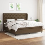 vidaXL Pat box spring cu saltea, maro &icirc;nchis, 200x200 cm, textil