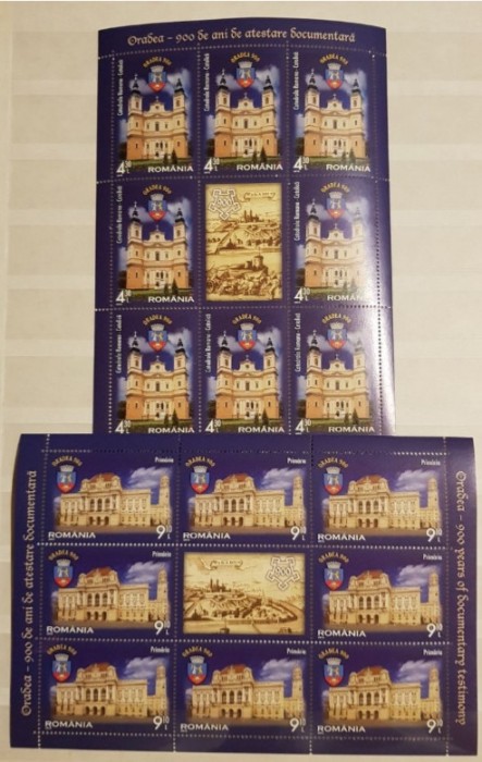 ROM&Acirc;NIA ORADEA 900 DE ANI DE ATESTARE DOCUMENTARĂ 4 COLI MNH