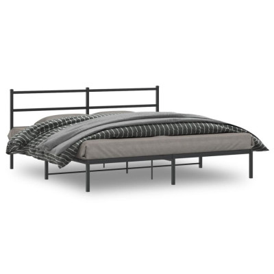 vidaXL Cadru de pat metalic cu tăblie, negru, 183x213 cm foto