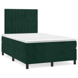 vidaXL Pat box spring cu saltea, verde &icirc;nchis, 120x190 cm, catifea 3270010