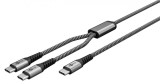 Cablu USB 2.0 type C la 2 x USB type C T-T 60W 1.5m brodat, Goobay G75739