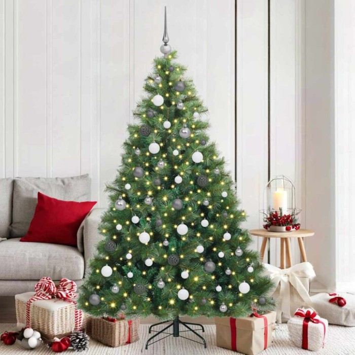 Brad de Crăciun artificial cu 300 LED Verde 180 cm PE și PVC