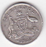 Australia 6 Pence George VI 1942, Australia si Oceania, Argint