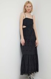 Desigual rochie din bumbac culoarea negru, maxi, evazată