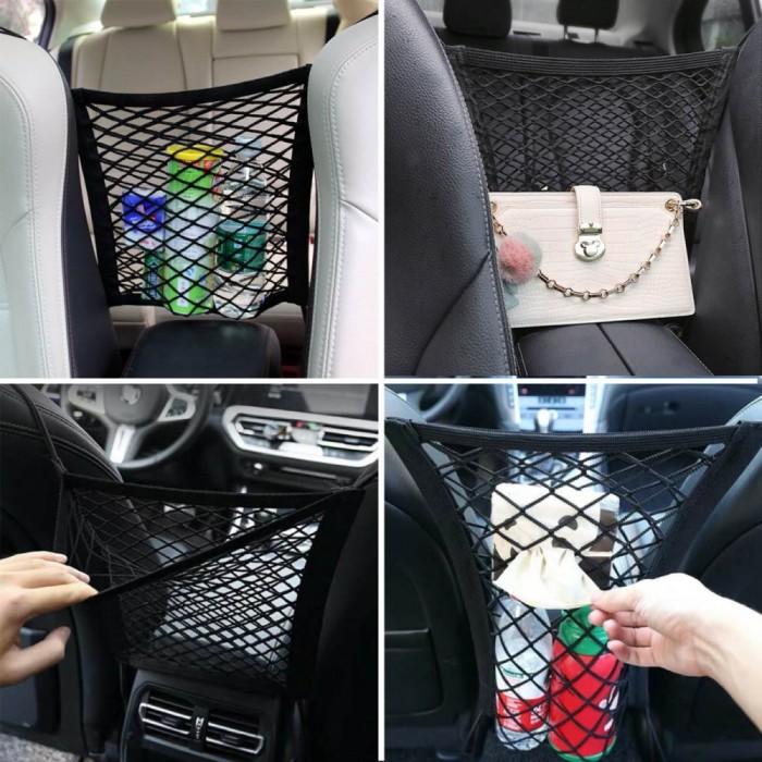 Organizator Auto, Plasă Elastică, Negru, 24.5x29cm