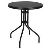 Masa rotunda pentru gradina si balcon, sticla securizata fumurie, 60x70 cm, negru