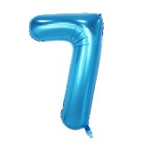 Balon din folie flippy, cifra 7, 81 cm, pentru aer sau heliu, bulk, albastru