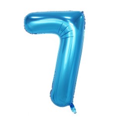 Balon din folie flippy, cifra 7, 81 cm, pentru aer sau heliu, bulk, albastru