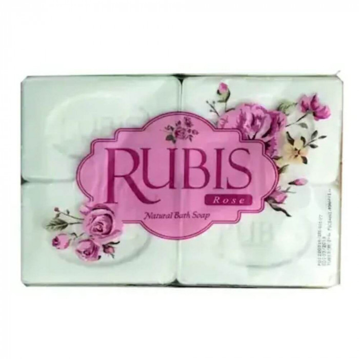 Sapun Solid RUBIS Rose, 4 Buc/Set, 125 g/Buc, Parfum de Trandafir, Sapun cu Parfum de Trandafir pentru Corp, Sapunuri de Corp, Sapun pentru Ingrijirea