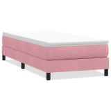 Cumpara ieftin Pat cu arcuri fara saltea roz 80x210 cm catifea