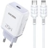 Incarcator retea 25W PD, Fast charge Kakusiga, TypeC to Lightning, Alb