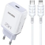 Incarcator retea 25W PD, Fast charge Kakusiga, TypeC to Lightning, Alb