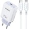 Incarcator retea 25W PD, Fast charge Kakusiga, TypeC to Lightning, Alb