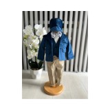 Cumpara ieftin Costum botez 5 piese catifea, albastru - DPH366