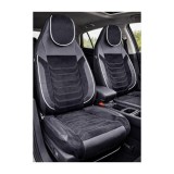 Huse scaune auto universale fractionate Premium cu tetiera fata incorporata negru cu cusatura alba Cod: HNG-C509-1 Automotive TrustedCars