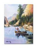 Cumpara ieftin Tablou pictat manual, Pescarul norocos, 40x30cm ulei pe panza, gata de agatat pe perete