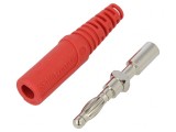 Mufă banană 4mm 32A roșie neizolată