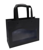 Pungi Negre Hartie Kraft cu Fereastra, 150x200x75mm, Set 10 Bucati, Rezistente