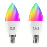 Set 2 Becuri LED RGB Smart NOUS P4, E14, Control din aplicatie