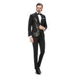 Sacou barbati ceremonie negru cu broderie S002B