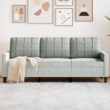 Gossi canapea cu 3 locuri, gri deschis, material 180cm catifea