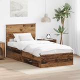 vidaXL Cadru de pat cu headboard Lemn vechi 90 x 190 cm Lemn compozit 3410956