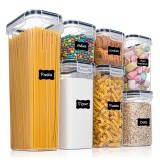 Cutii de depozitare alimente, Cyrax, Set din 7 Cutii pentru Condimente, Cereale, Cutii pentru Bucatarie, din Plastic PP, Cutii Alimentare, Diferite Di