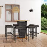 VidaXL Set mobilier bar de grădină cu perne, 9 piese, gri, poliratan