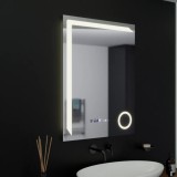 Oglinda LED Senzor MotionGlow Riflesso, cu functie Dezaburire Termometru Ceas si lupa Cosmetica, 60x80 cm Lumina Rece Calda Neutra dimabila, Oem