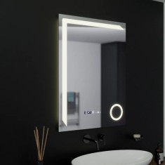 Oglinda LED Senzor MotionGlow Riflesso, cu functie Dezaburire Termometru Ceas si lupa Cosmetica, 60x80 cm Lumina Rece Calda Neutra dimabila