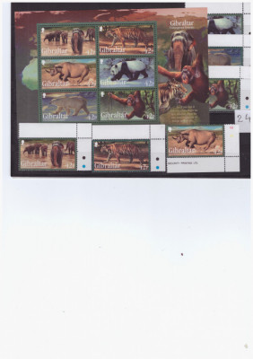 24-GIBRALTAR-2-Animale salbatice-Colita si Serie de 6 timbre nestampilate MNH foto