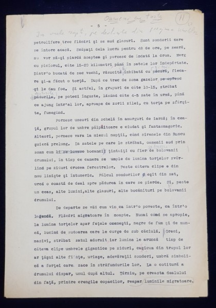 GEO BOGZA - OAMENI CU TORTE - ARTICOL PENTRU ZIAR , DACTILOGRAFIAT , CU CORECTURILE, MODIFICARILE SI ADAUGIRILE OLOGRAFE ALE AUTORULUI , 1935