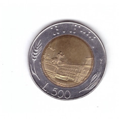 Moneda Italia 500 lire 1991, stare foarte buna, curata