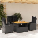 Cumpara ieftin Gossi set mobilier de gradina cu perne, 4 piese, negru, poliratan