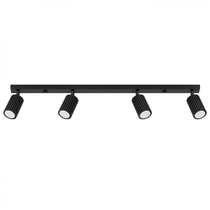 Lampă De Tavan Karbon Negru Din Aluminiu Cu 4 Becuri Tub Minimalistă De Interior