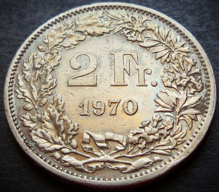 Moneda 2 FRANCI ELVETIENI - ELVETIA, anul 1970 * cod 3283