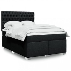 vidaXL Pat box spring cu saltea, negru, 140x190 cm, textil 3292792