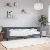 Cumpara ieftin Pat de zi cu saltea, gri &icirc;nchis, 90x200 cm, catifea