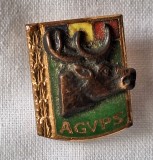 Cerb - AGVPS - RSR, anii 1970, Insigna Vanatoare si Pescuit - piesa superba, rara