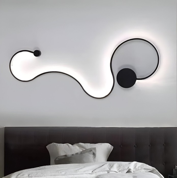 Aplica LED Delilah 38W Decorativa Lumina Rece/Calda/Neutra Metal si SIlicon Negru ModernLight Concept