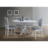Set Masa Extensibila 106-141 cm + 4 Scaune Tapitate Gri, Living/Bucatarie, Alb