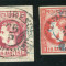 1868 , Lp 24 , Carol I cu favoriti 18 Bani , nuante de culoare - stampilate