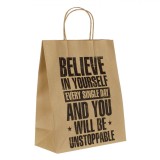 Sacosa Cadou Kraft, Believe in Yourself, Hartie, 26x12x32cm, Maro, Oem
