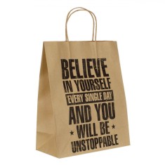 Sacosa Cadou Kraft, Believe in Yourself, Hartie, 26x12x32cm, Maro