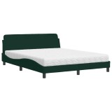Cumpara ieftin Pat cu saltea, Dover, verde inchis, 160x200 cm, catifea