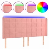 Cumpara ieftin Tablie de pat cu LED, roz, 183x16x118/128 cm, catifea